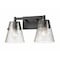 Z-Lite Analia Vanity, 2-Light, 16.5 In.W x 7.5 In.L x 9.25 In.H, Matte Black/Clear Ribbed 1101-2V-MB - alternate 6